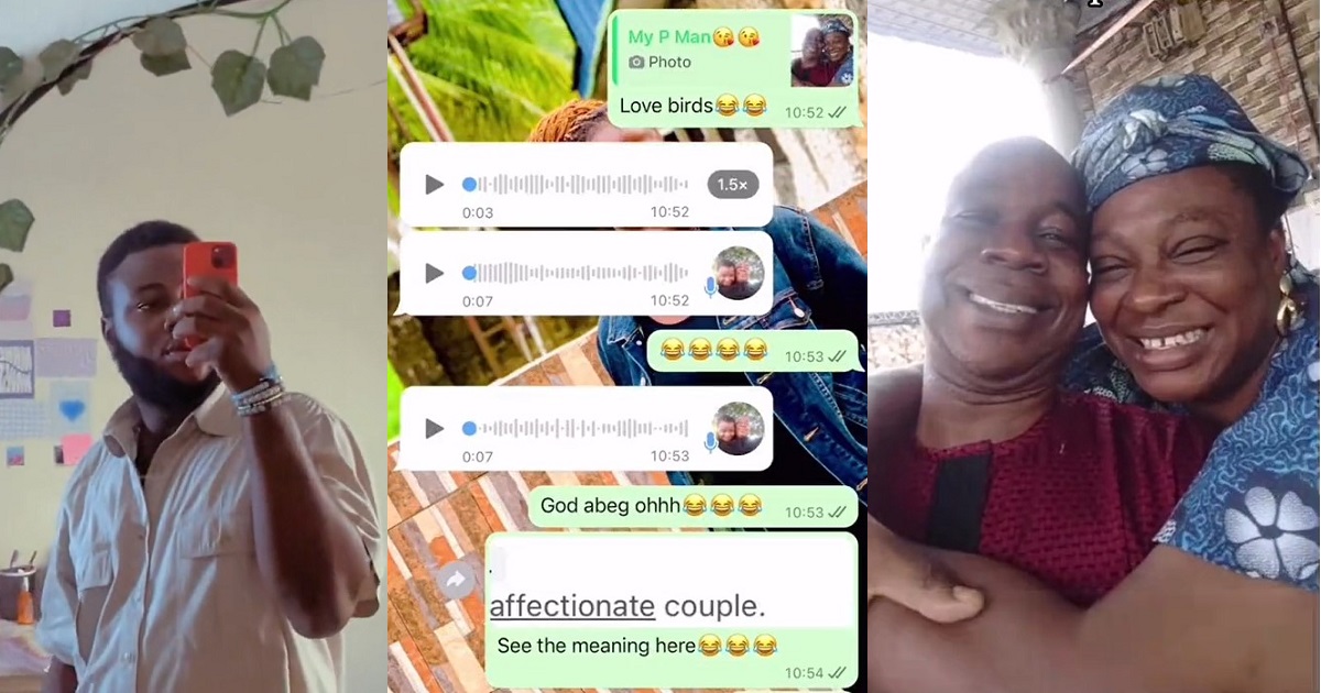 “Who be lovebirds, you dey call your parents bird” – Nigerian man shares the reaction of his parents after he addressed them as ‘love birds’ (VIDEO)