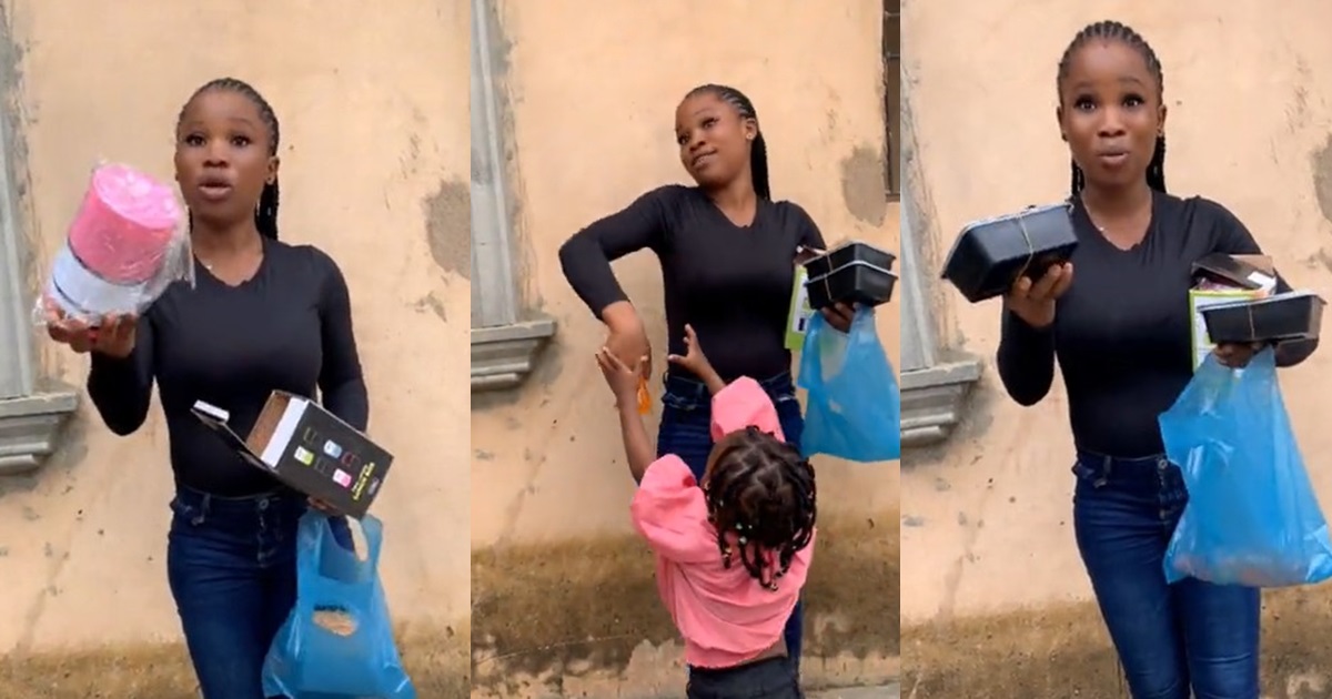 “They suppose give you generator?” – Lady r@ges at the souvenir she received at her child’s school party after paying N10,000 (VIDEO)