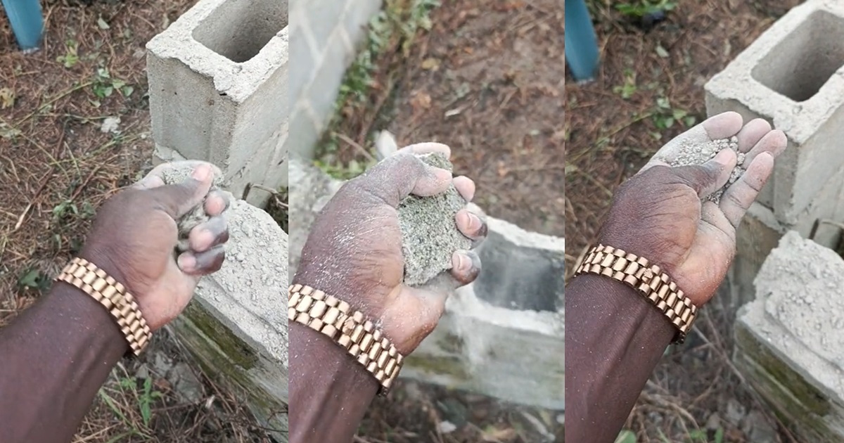 Nigerian man marvels at the striking ‘miracle’ made by a block used in laying the foundation of his building (WATCH)