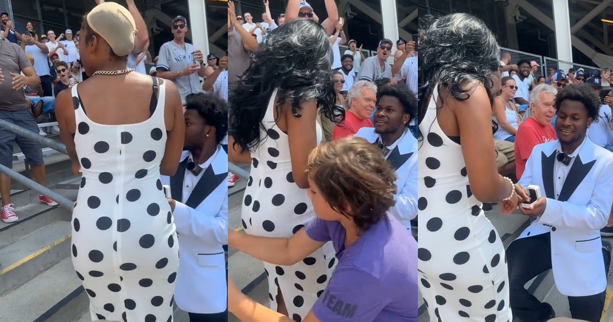 “Is either you get the ring or the wig” – Shocking moment lady’s wig got st0len from her head during her marriage proposal (WATCH)