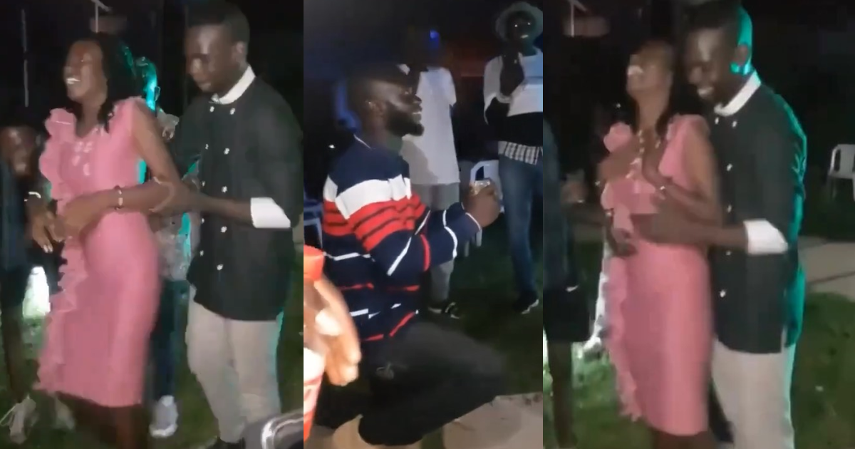 “Na Man Dey Do Man” – Lady gets proposed to by long time boyfriend as male bestie comforts her (WATCH)