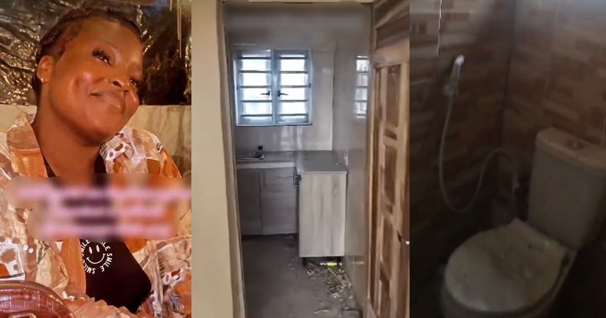 “Bath, eat and sleep” – Lady sh0cked after house agent took her to a modern apartment with attached kitchen and toilet in Ibadan (VIDEO) 