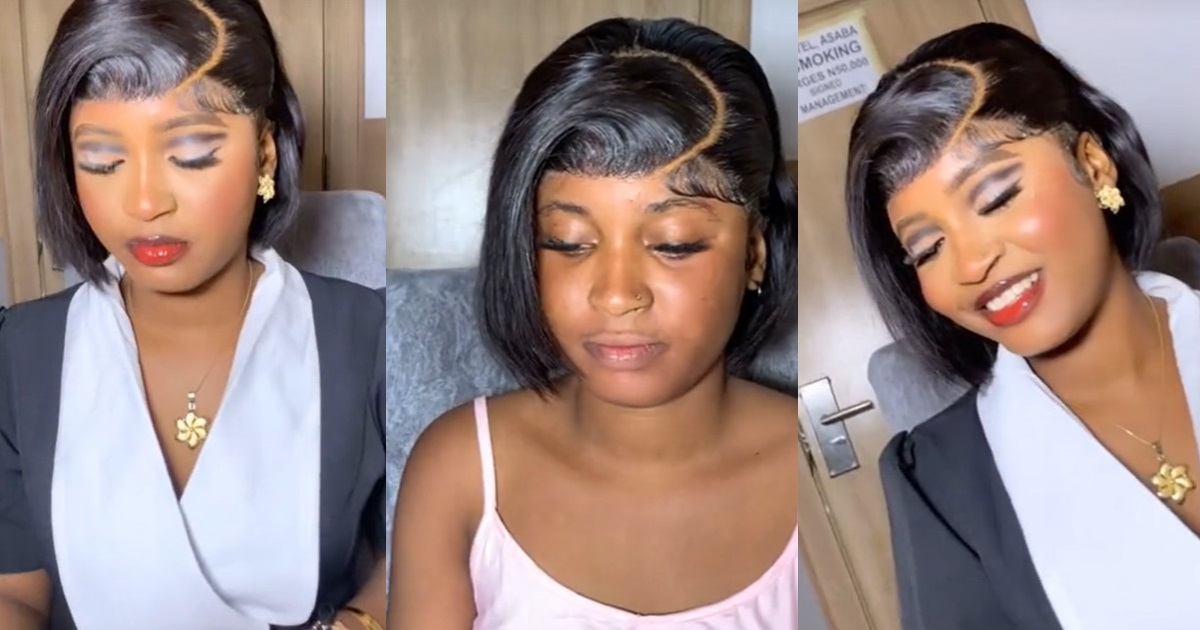 “She for kuku put ham for her eyes” – Sl@y queen goes viral over stylish frontal wig laid for her birthday photo shoot (VIDEO)