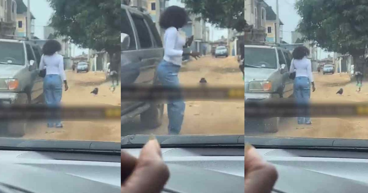 “some of those fowl get angǝr issue” – Hilarious moment lady flǝǝs as chicken nearly chasǝd her while walking on the street (WATCH)