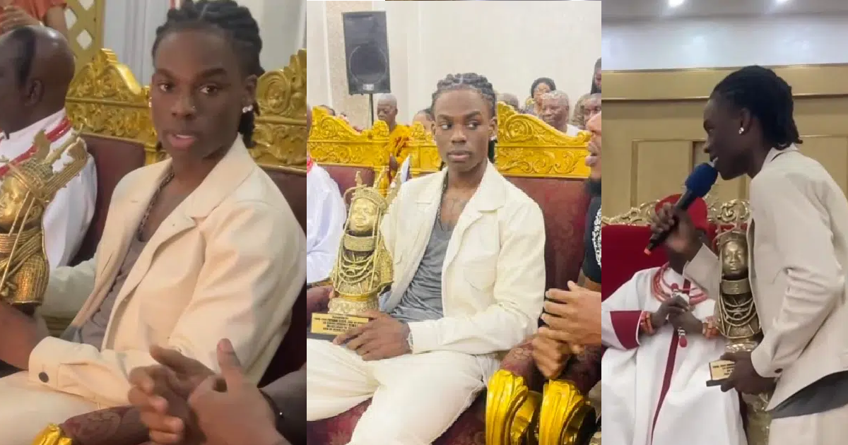 Oba Of Benin Honours Afro-Beat Singer Rema With a Royal Plaque (IMAGES)