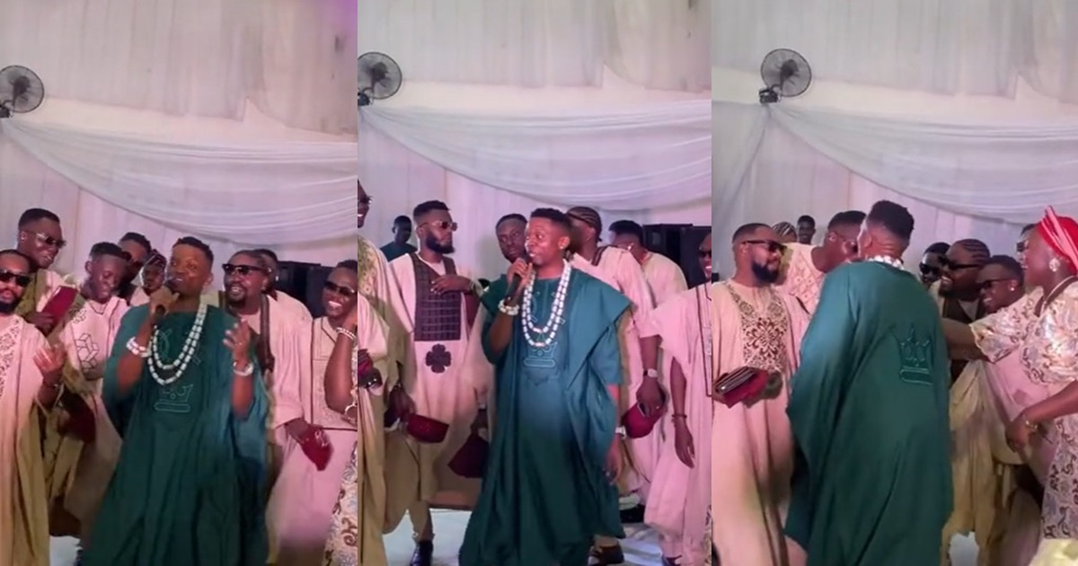 “Lastborn don marry” – Hilarious moment groom entertains his wedding guests with the popular nursery rhyme, Baby Shark (VIDEO)