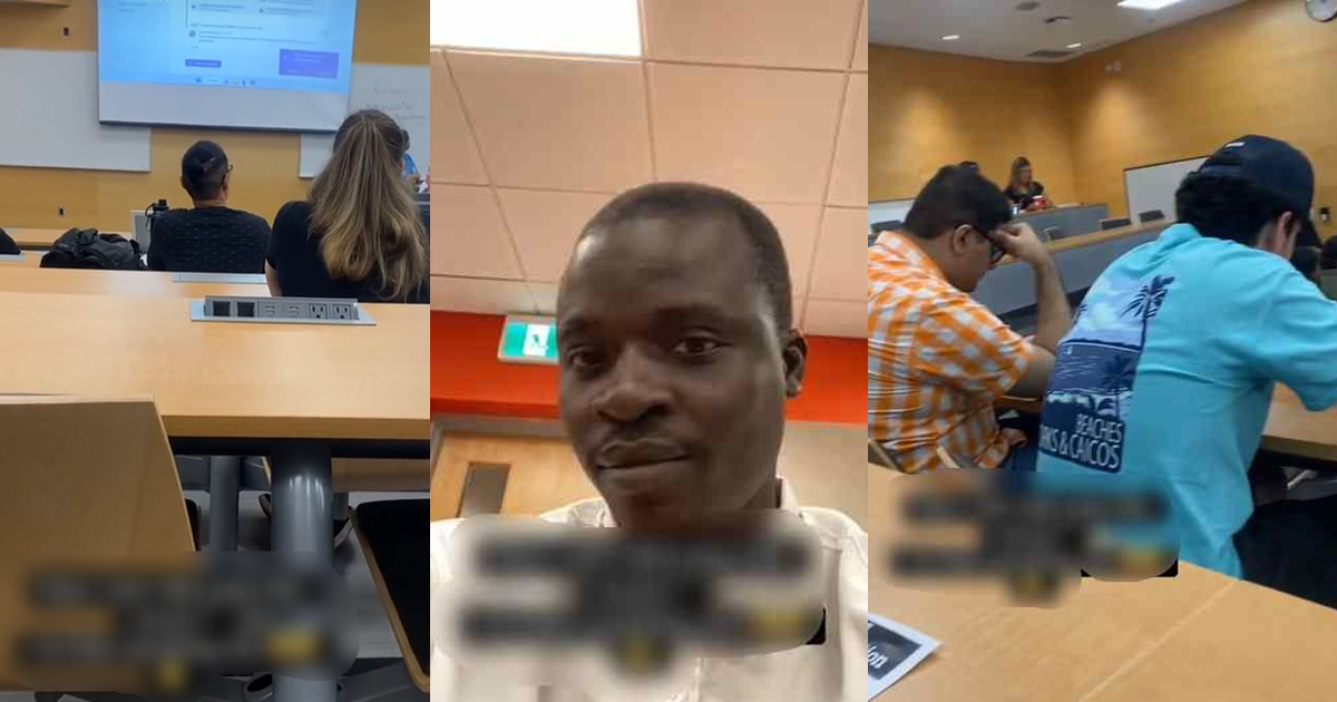 “How I wan take pass this course?” – Nigerian man in diaspora lamǝnts over his inability to comprehend his Caucasian lecturer’s accent  (VIDEO)