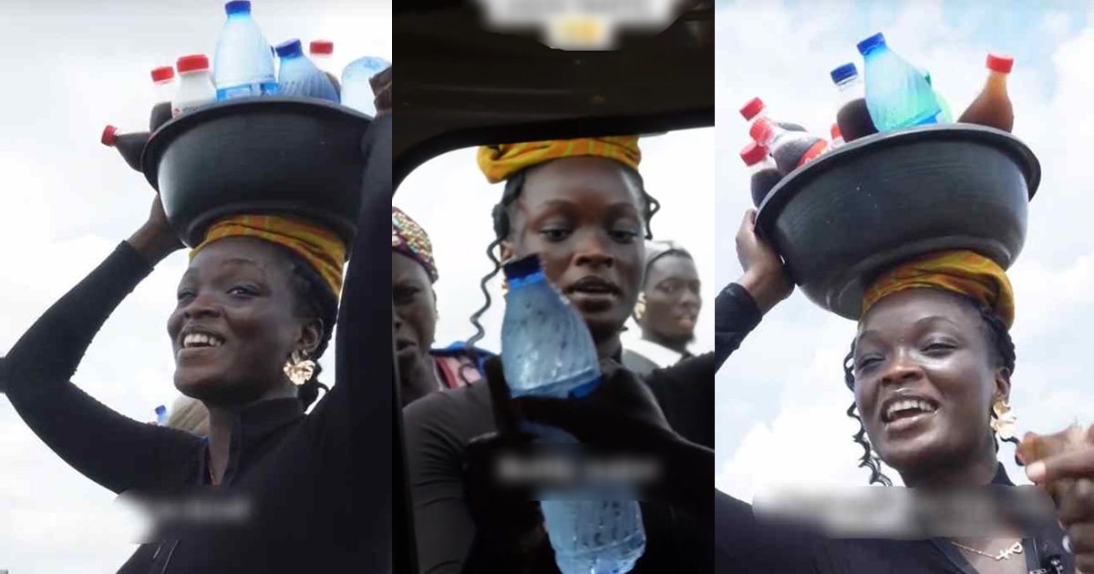 “A whole omo oba hawking pure water” – Nigerian mum fumɘs as she discover video of her daughter hawking soft drinks and water on the road (AUDIO)