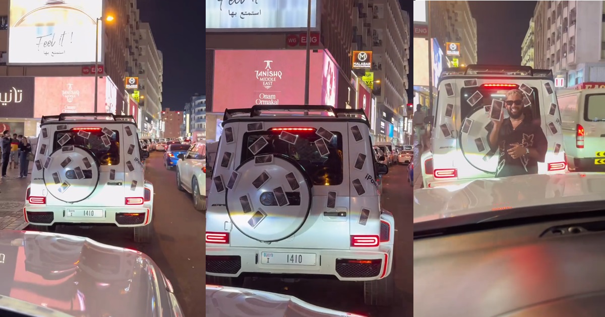 Dubai’s rich man sticks iPhone 16 pro max to his car for passers-by to pick for free (VIDEO)