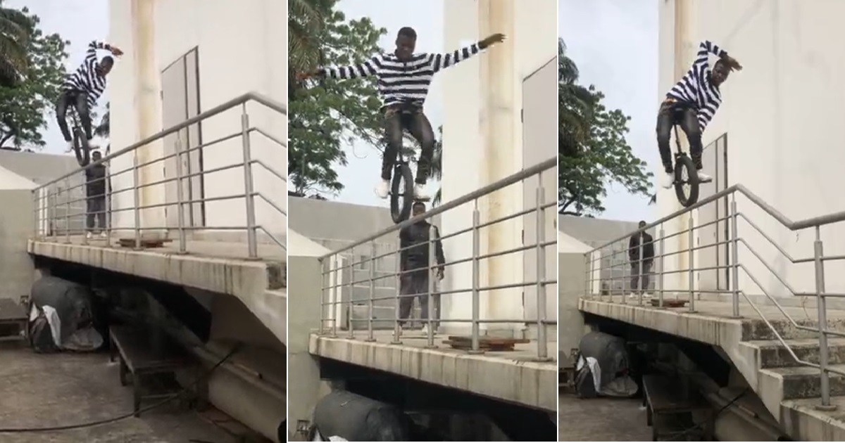 “Na why men no dey live long be this” – Netizens react to viral video of a stunt man (VIDEO)