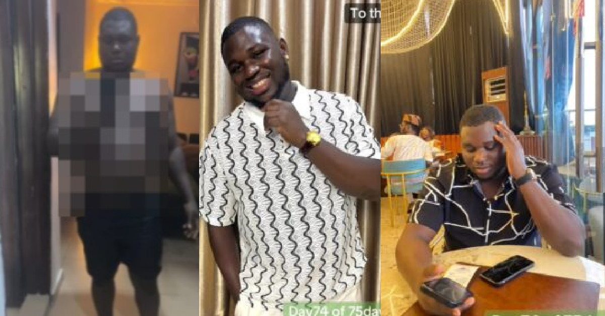 “Where is the weight loss?” – Nigerian man shows off his jaw-dropping 75-day weight loss journey (WATCH)