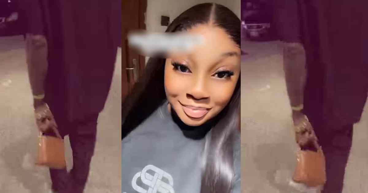 “No man can carry his girlfriend’s bag” – Nigerian lady showcases boyfriend’s bag-carrying gesture (WATCH)