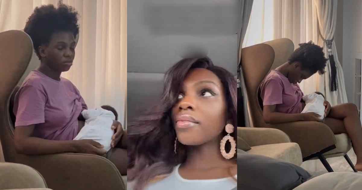 “every video I make of them is always so cute” – Nigerian lady discovers the hilarious videos her husband secretly recorded of her and their baby (WATCH)