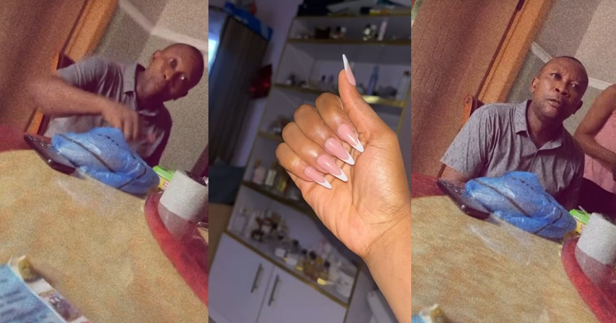 “No man will marry a woman with long nails” – Nigerian father r@ges as daughter gets long acrylic nails (WATCH)