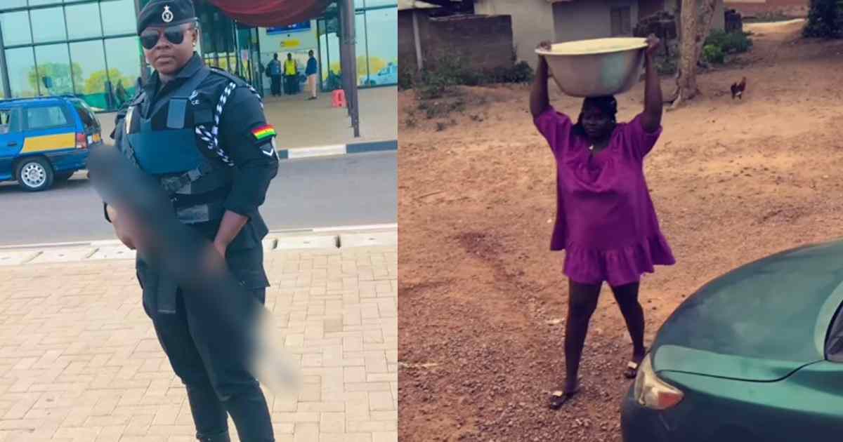 “Your family has no regard for your profession at home” – Police officer engages in household chores, despite high-ranking position (WATCH)