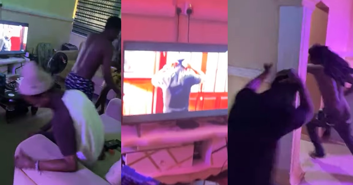 “See Wetin able men dey do” – Nigerian man catches his friends intensely watching a Zee World movie (VIDEO)