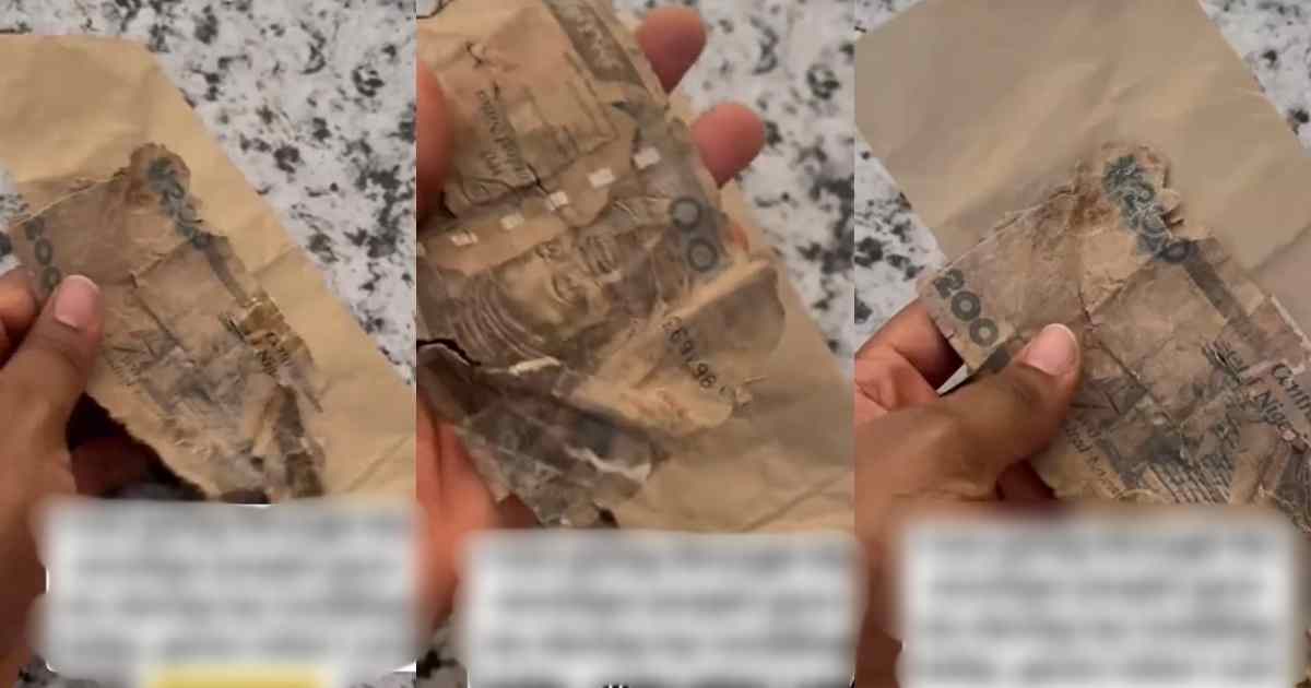 “this money isn’t ordinary” – Wedding Gift Leaves Bride Stúnned As She Discover T0rn and Tattered ₦200 note in Envelope (WATCH)