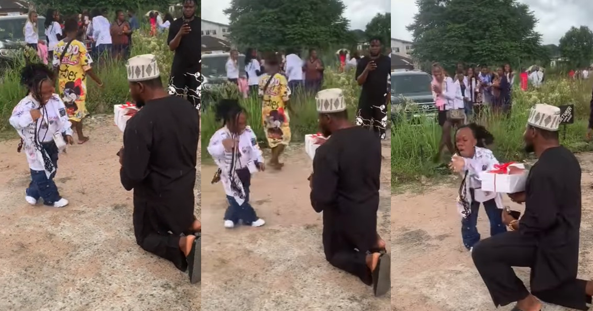 “she no gree collect ring, but she collect cake” – Lady fumɘs as boyfriend proposes on her university sign-out day (VIDEO)