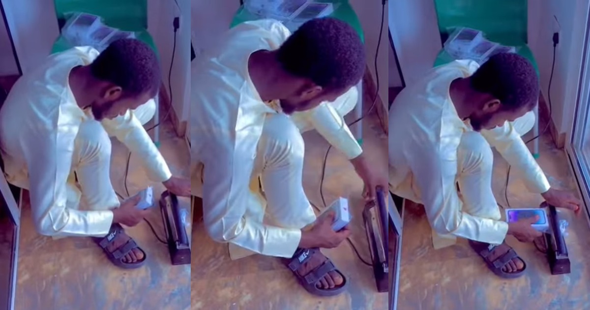 “2 weeks of used battery health don go down to 70” – Viral Video Of Phone Vendor Rebranding an iPhone Box Sparks Reactions (WATCH)