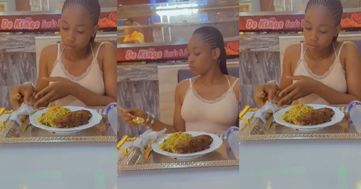 “She fed her chi first” – Moment lady dropped a few grains of rice on the floor before eating at a restaurant (WATCH)