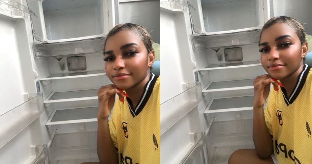 “she want bill am to stock the fridge” – Lady Gets Bl0cked After Sending Picture of Herself Posing With A Empty Fridge To Talking Stage Partner (WATCH)