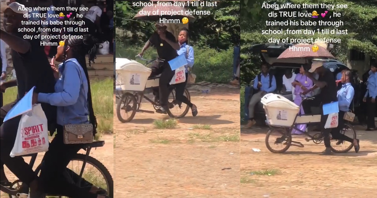 “Good girl dey pay” – Mobile ice-cream seller joyous as his girlfriend signs out of school (VIDEO)