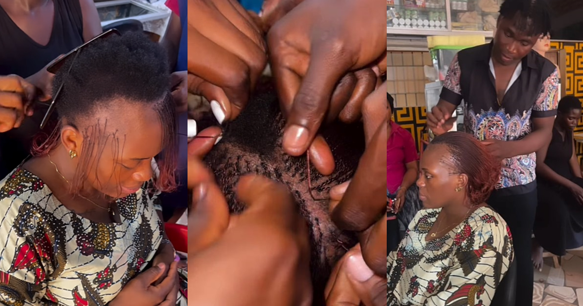 “Na why she no get front hair” – Woman rocks impressive one million braids, despite bald edges (VIDEO)