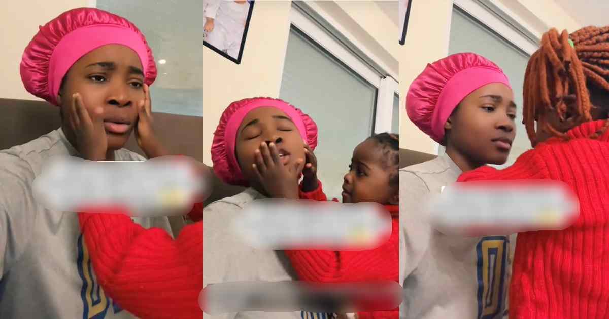 “Correct her immediately” – 2-year-old playfully h!ts mum’s face for refusing a mouth-to-mouth k!ss (WATCH)