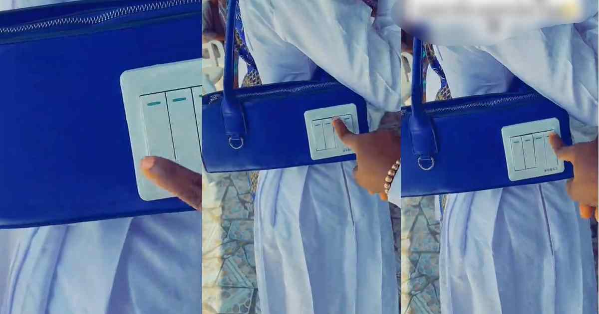 “Nothing wey i no dey see for my church” – Lady rocks ‘switch socket’ bag to church, sp@rks laughter (VIDEO)