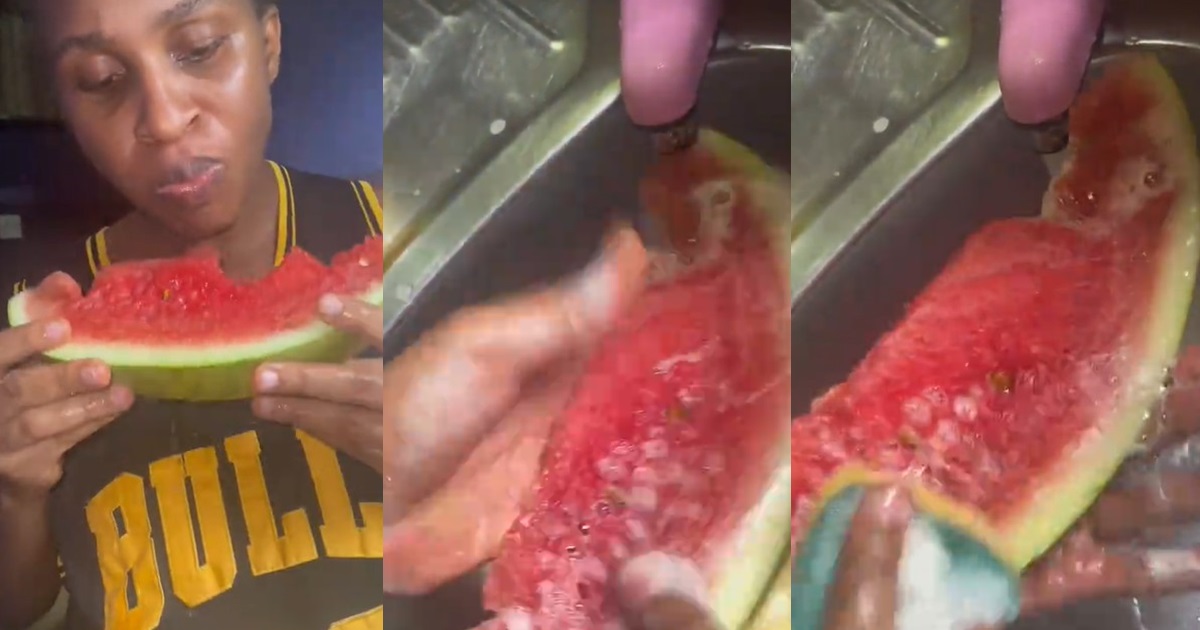 “I can’t eat watermelon without washing it with soap” – Woman reveals (WATCH)