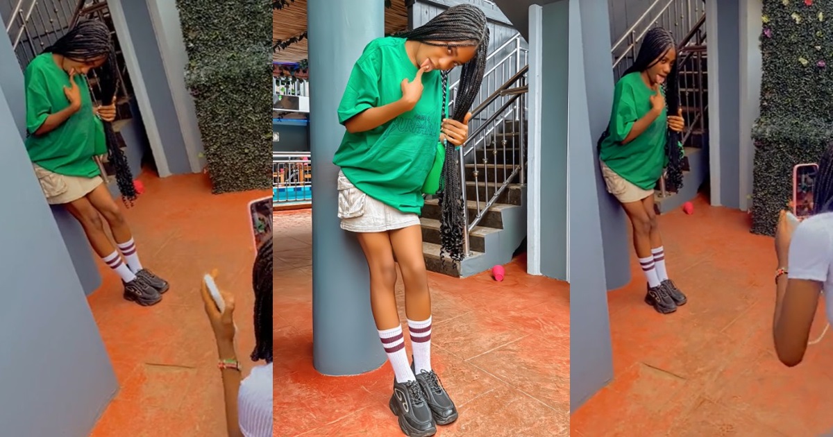 “u get luck say saliva no drop” – B@ddie’s jaw-dropping picture pose sp@rks reactions online (VIDEO)