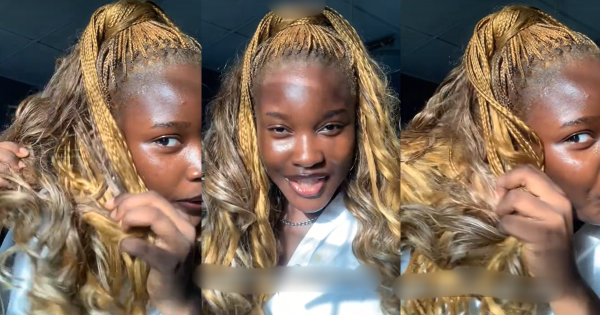 “It’s only been a week” – Lady regrɘts spending ₦20,000 on French curls braid after online hype (VIDEO)
