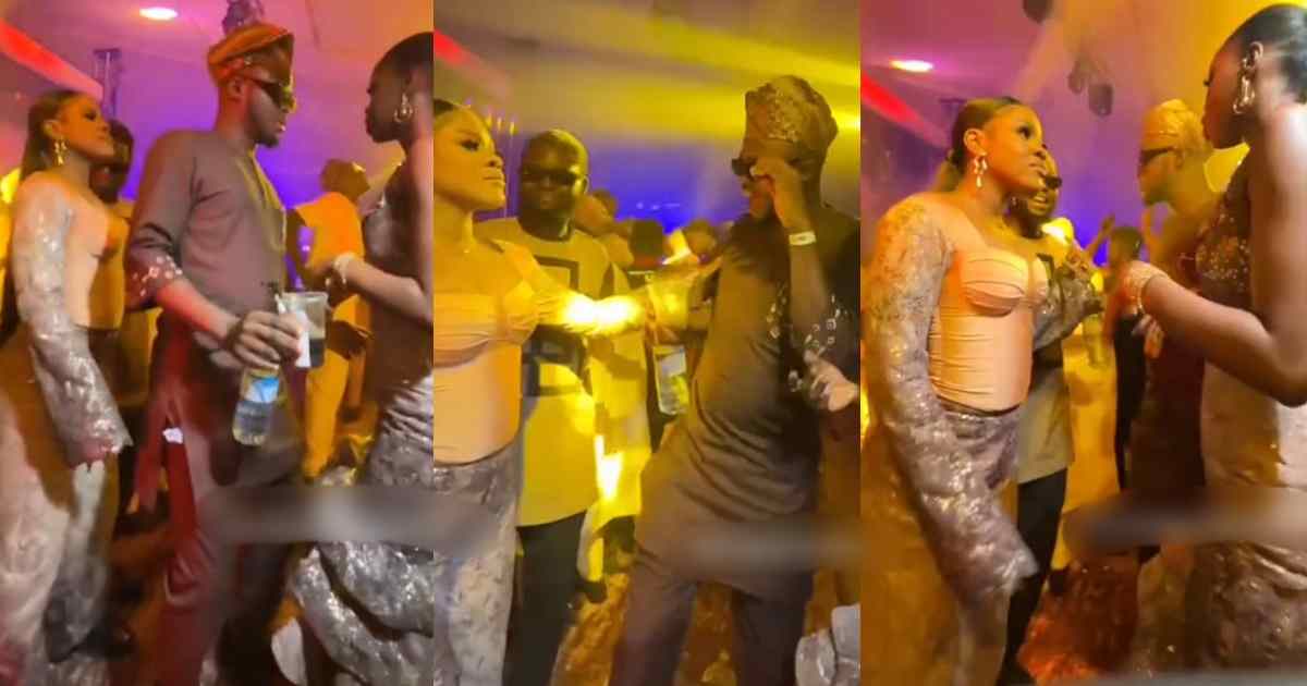 “Why come between 2 people that are dancing?” – Nigerian man gets sc0lded for interrupting ladies’ dance video at an event (WATCH)