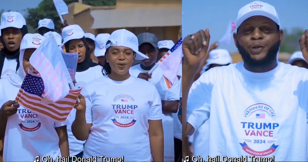 “What is happening in this country?” – Netizens in disbelief as some Northerner youths campaign for Donald Trump on the streets (VIDEO)