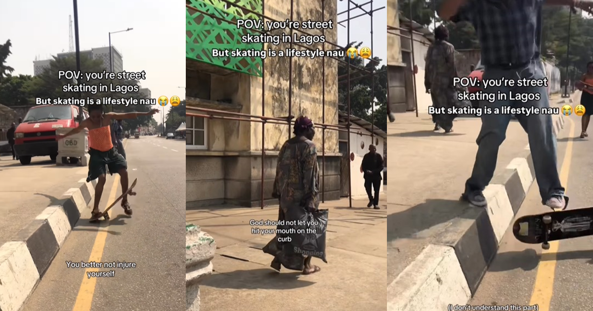 “You better not injure yourself” – Lady shares street skating experience in Lagos after elderly woman’s concern (WATCH)