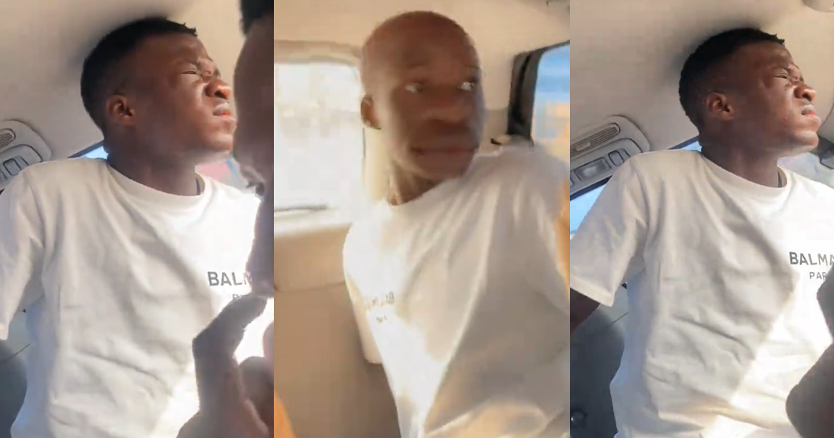 “Now imagine there was traffic” – Hilarious moment Nigerian man strugglɘs in transit, feels pressed to use the toilet (WATCH)