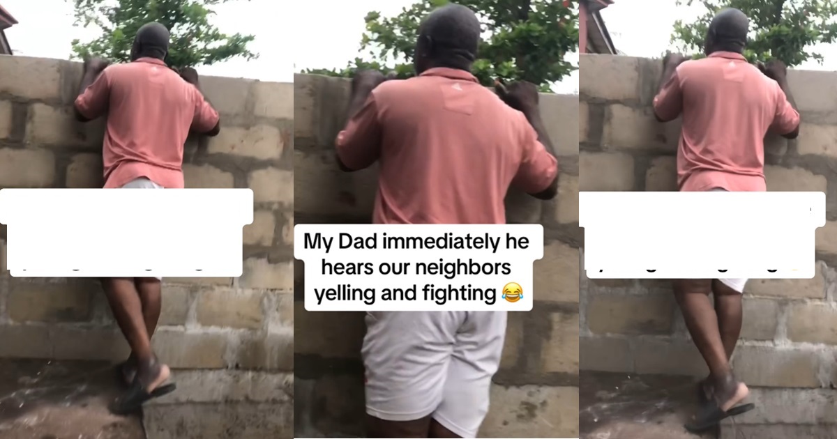 “Na why you con dey cast your daddy” – Guy shares what his father did after hearing their neighbors f!ghting in the next compound (WATCH)