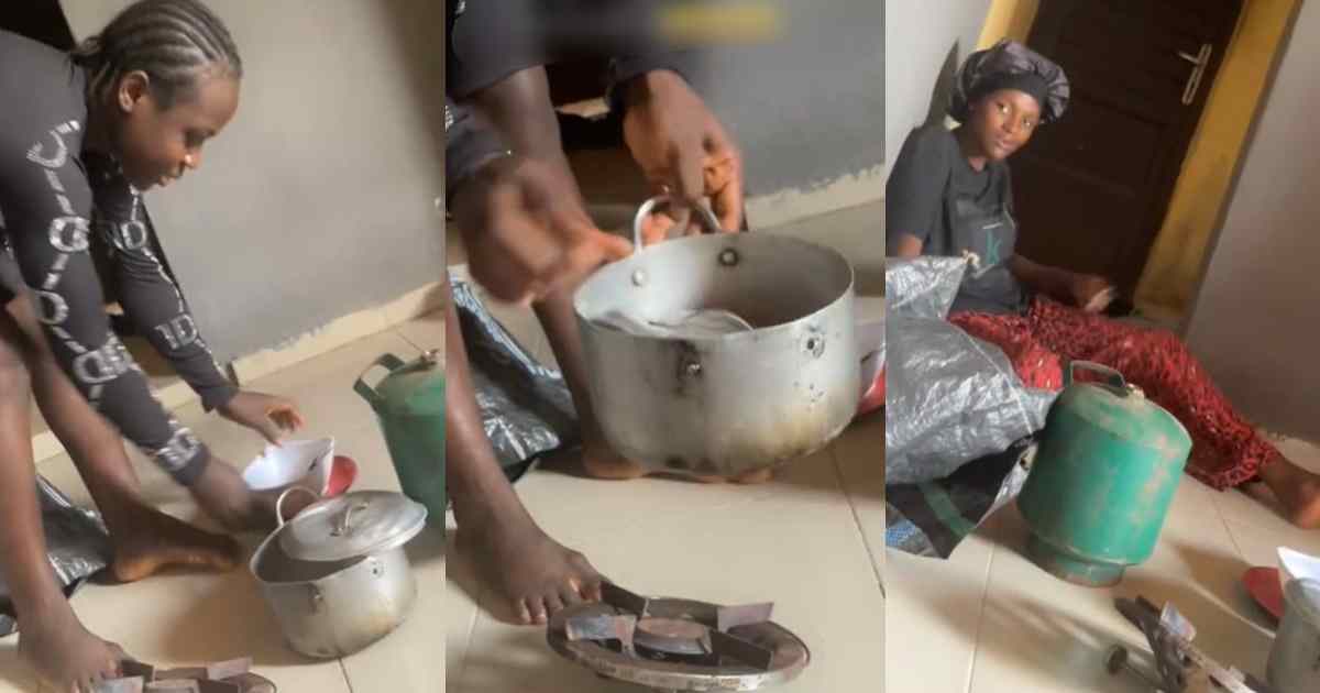 “This pot na from generation to generation” – Lady shares the ‘outdated’ kitchen utensils her aunty brought for her in school (WATCH)