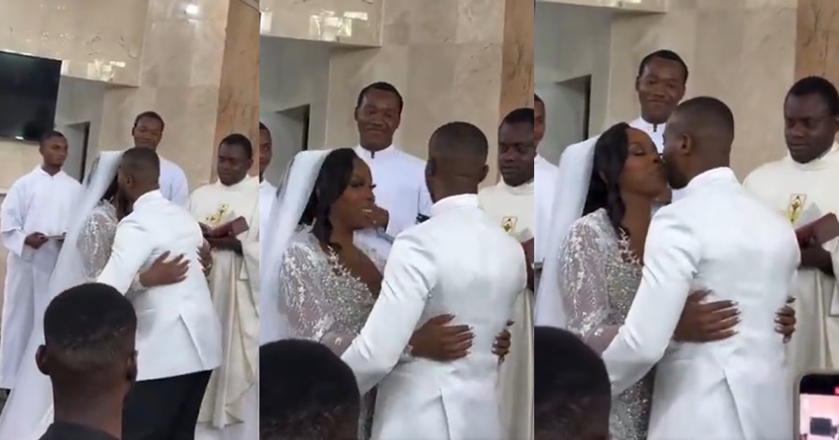 Newlywedded couple fumblɘs as they think k!ssing in front of a priest is forb!dden under church law (WATCH)