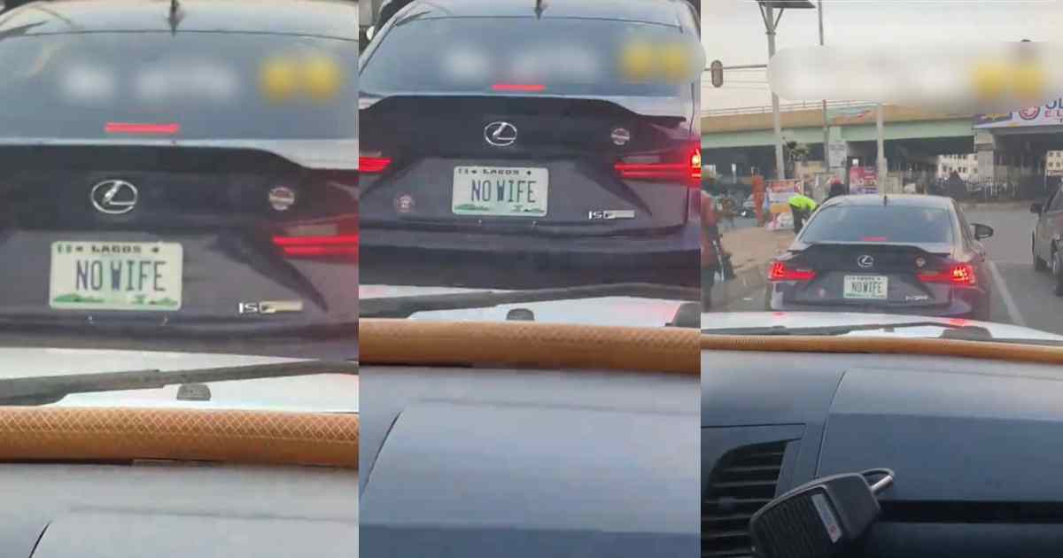 “No wife but 100 girlfriend” – Lady stúnned after discovering a car with a customized plate number reading ‘NO WIFE’ (WATCH)