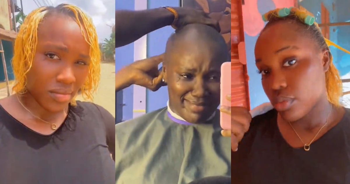 “Omo you be like African queen” – Lady goes b@ld after styling her hair in the village (WATCH)
