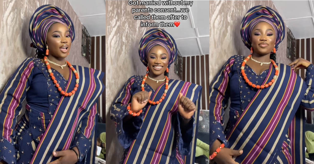 Lady sparks online outr@ge for getting married without her parent’s knowledge or consent (VIDEO)
