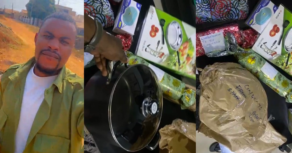 “Send-forth gifts seems like wedding gifts”- NYSC member shows off impressive send-forth gifts from PPA, implies marriage (WATCH)