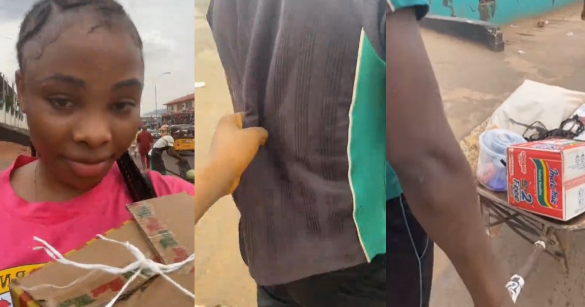 “Abeg I no wan hear story oo” – Lady shares how she grips onto wheelbarrow pusher at the market to avoid miss!ng foodstuffs and financial l0ss (WATCH)