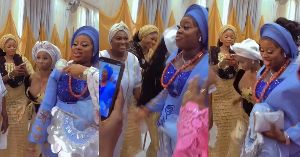 “You no gree move on even as you marry” – Moment a newlywed bride throws sh@de at her ex-boyfriend on her wedding day (VIDEO)