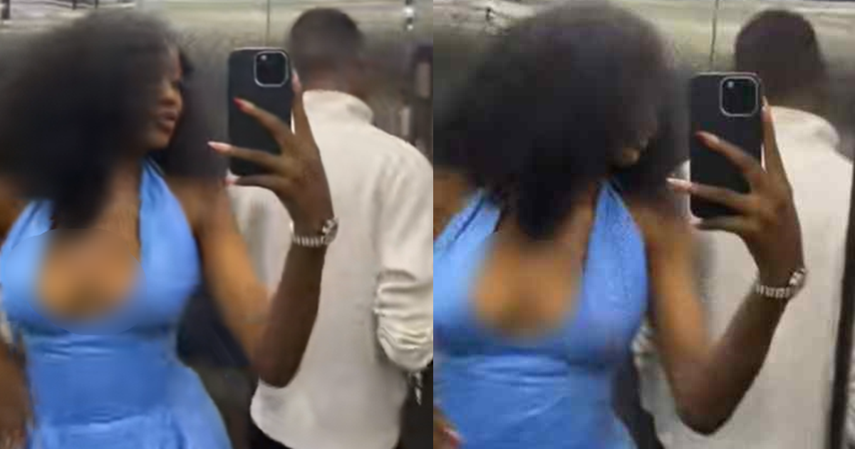 “Please act like my partner” – Lady requests waiter’s help in taking f@ke couple selfie in an elevator (WATCH)