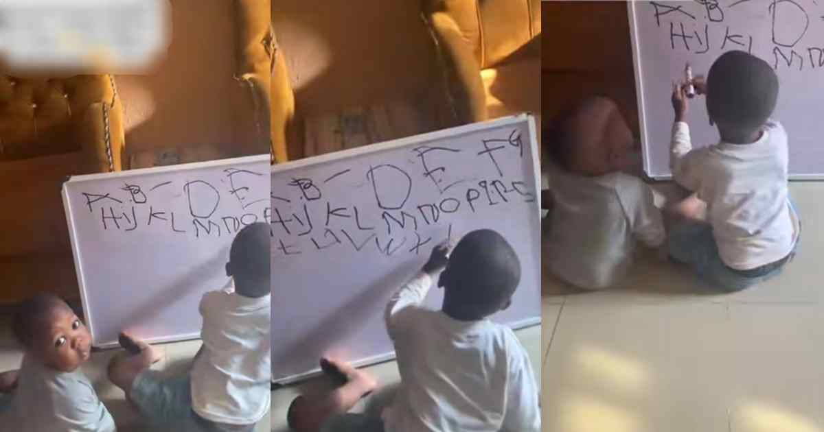 “Job made easy for me” – Heartwarming moment mother discovers her 4-year-old-son teaching his 2-year-old brother the alphabet (VIDEO)