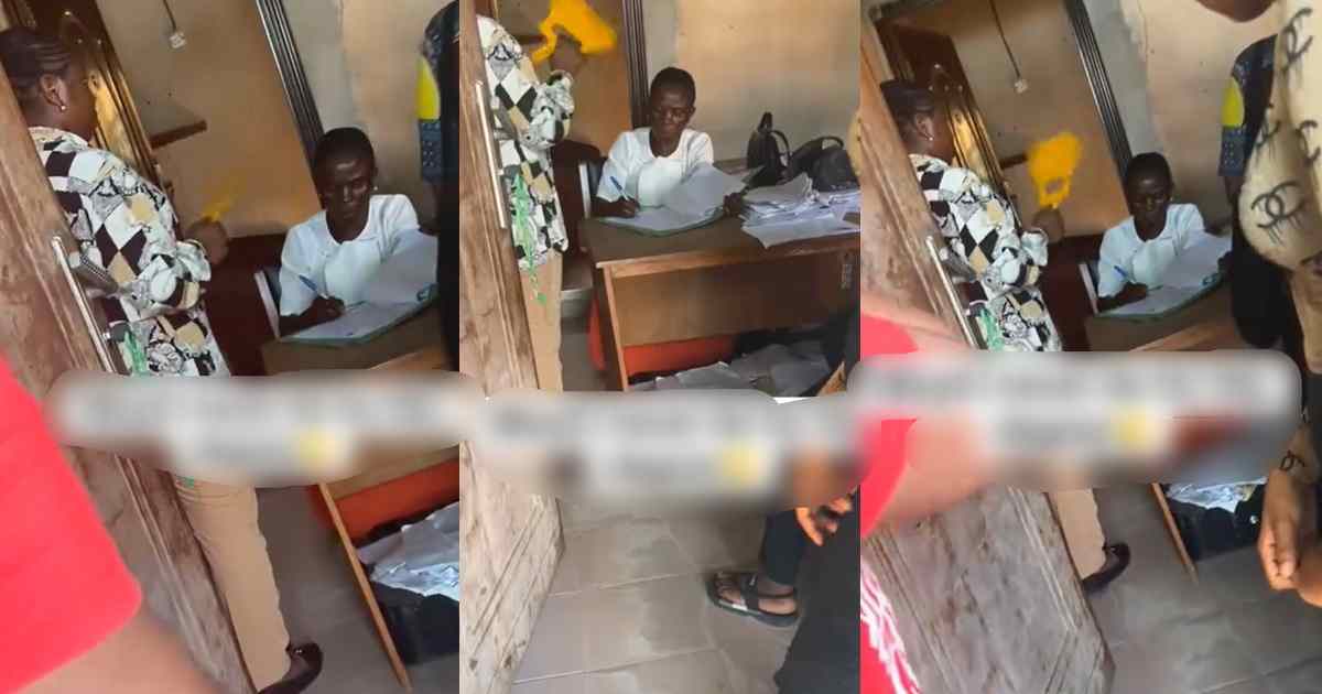 “Wetin I never do for this degree” – Female student ‘fans’ university official in the office (WATCH)