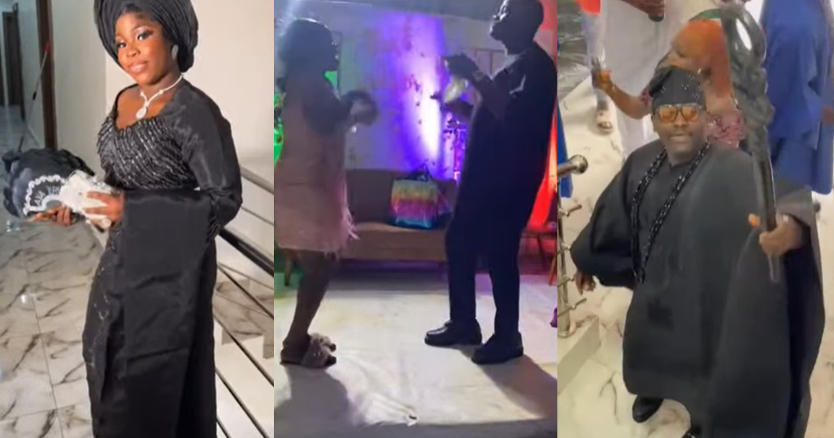 “Only real men fulfil their promises” – Woman praises her husband for wedding her after their two kids (WATCH)