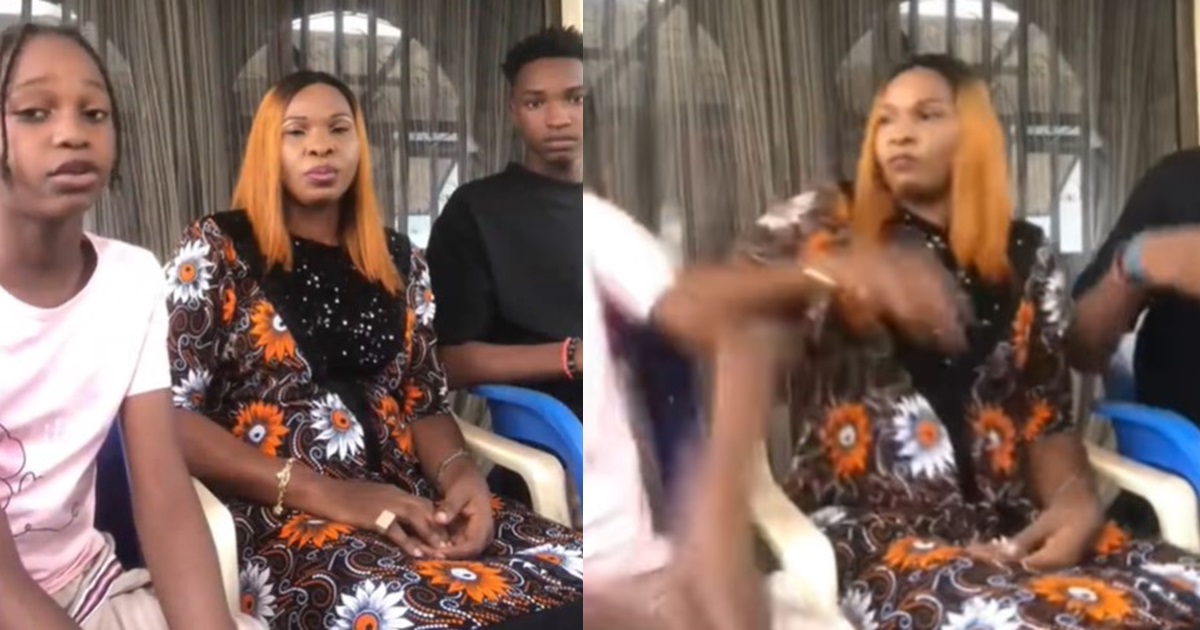 “Birthday message for dad went wr0ng” – Young girl receives a sl@p for mock!ng her brother during a family video shoot (VIDEO)